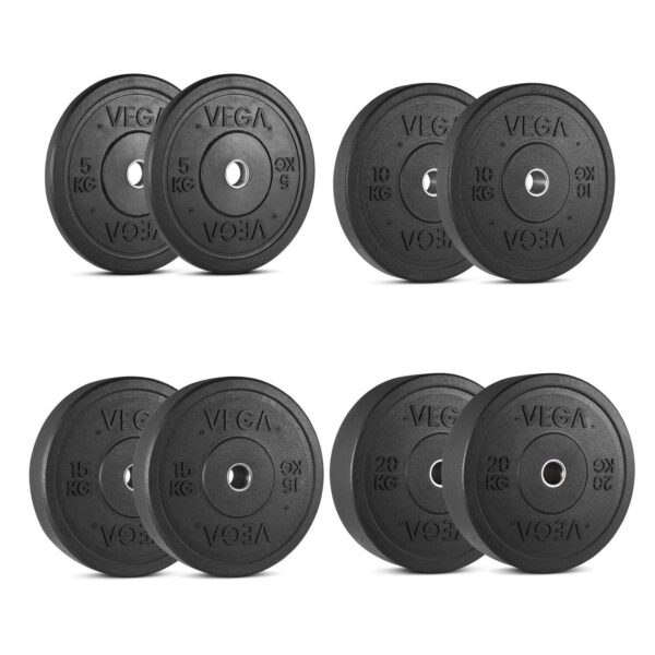 Vega 100kg Rubber Crumb Bumper Olympic Weight Plates Set - Image 5